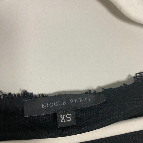 Nicole Bakti Assymetrical Lace Black 3/4 Sleeve Shirt Womens XS - Picture 4 of 10